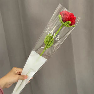 Knitted Artificial Rose Tulip Bouquet Wedding Bridal Valentine Gift Home Romantic Flower Decor