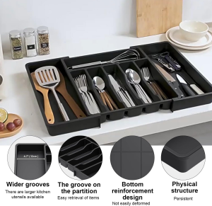 Expandable Drawer Organizer Tray Cutlery Utensil Organizer Separation Finishing Utensil Spoon Fork Storage Tray