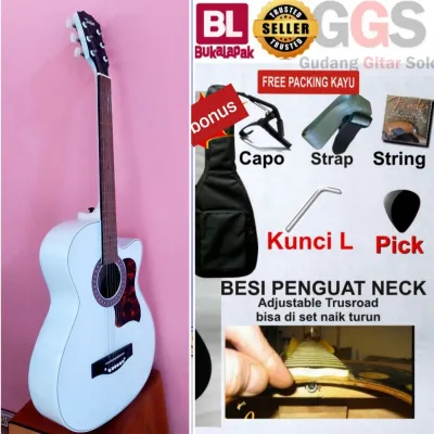 gitar akustik pemula tanem besi senar bagus bonus komplit