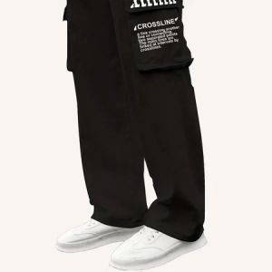 Celana Panjang Cargo Bahan Fleece Stone Island Putih Cargo Fleece Long Pants Celana Panjang Flecee Pria Wanita Warna Hitam