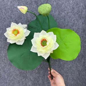 5-10 Cụm Sen 2B 1N 1 Búp bó hoa trang trí tiệc cưới sự kiện. Hoa Lụa LyLy Decor
