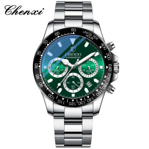 Chenxi multifunctional three-eye six-hand mens alloy sports watch cross-border waterproof luminous decorative calendar quartz watch