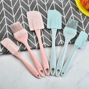 3PCS/Set Cream Silicone Scraper Baking Spatula Batter Scraper Brush Mixing Shovel Butter Baking Tools DIY Bread Cake Butter Spatula Mixer Oil Brush Kitchen Baking Tool Non-stick Baking Accessories