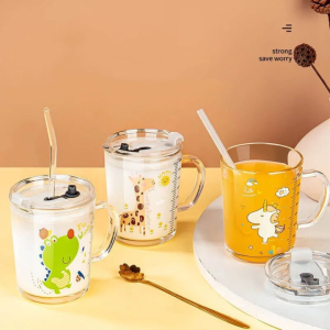 ESA Gelas susu gelas jus gelas air dengan pegangan gelas ukur 400ML Gelas teh gelas ukur