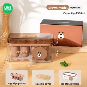 (8/30/32/64 Grid)100% Authentic Line Friends Ice Box Storage with Lid Ice Cube Mold Thickened Food Grade Healthy Material Durable LFB261/LFB262