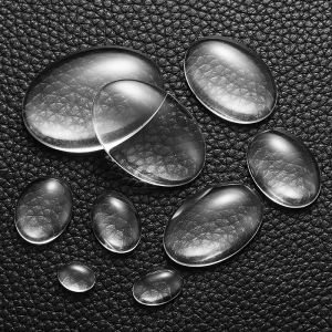 10pcs Size 8-30mm Oval Glass Cabochon Cameo Transparent Clear Flat Back Crystal Cabochon For Jewelry Making Accessories V1010
