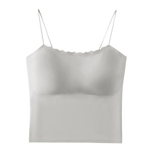 Maniyun One-piece Ice Silk Seamless Sling Latex Bra Women Short Tops Camisole With Padded