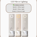 XMM【Ready Stock】LED Half Round Mirror/Half Moon Mirror LED Wall Mirror With 3 Light Level / LED Cermin Dinding Cermin Bulat Separuh Cermin Lampu. 