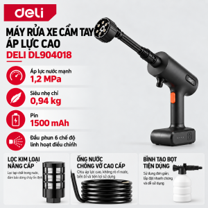 𝐃𝐞𝐥𝐢 - Máy Rửa Xe Pin Cầm Tay 18V 1500mAh Công Suất 135W Đầu Phun 6 Chế Độ - DL904018 - SGTOOLS