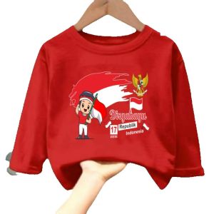 Kaos atasan anak usia 1-12 tahun 17 Agustus lengan panjang