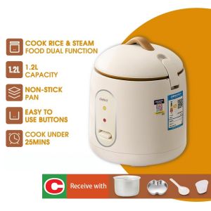 SG【READY STOCK】1.2L mini rice cooker small non-stick pan one-click cooking automatic thermos steamer small power rice cooker