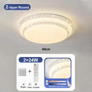 GENGYAN-N【BUY 1 TAKE 1】LED ceiling light crystal double layer ceiling lamp 3 color dimming living room bedroom crystal light with remote 200W