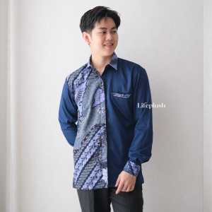 Lifeplush Kemeja Batik Pria Atasan Batik Modern Lengan Pendek Panjang - ADITYA