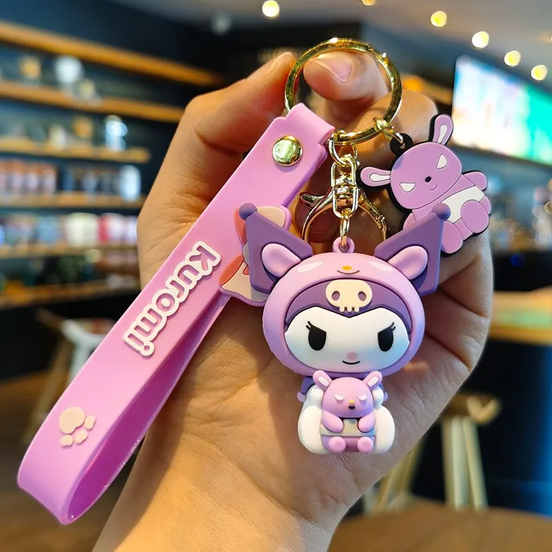 Kawaii Sanrio Keychain Cute Cartoon Kuromi Hello Kitty Cinnamoroll Car Key  Ring Pendant Schoolbag Decoration Gifts for Friends