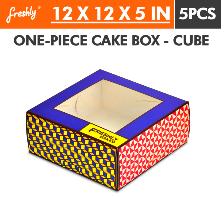 Freshly Cake Box - Freshly Cube Pattern Design - 12 x 12 x 5 inches - 5 ...