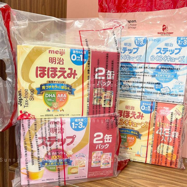 Sữa Meiji lon nội địa Nhật cho bé từ 0-3/ 1-3 tuổi hộp 800g và dạng hộp 24 thanh