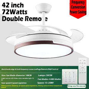 Nordic Fan Ceiling Light 72W Frequency Conversion Wind Lamp 220V Colorful Dimming Living Room Fixture