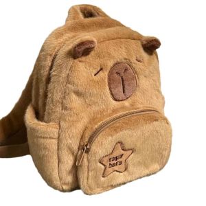 JEWELS1 Big Capacity Capybara Plush Backpack Plush Capybara Animal Cartoon Capybara Plush Bag Cartoon Animal Plush Bag Cute Capybara Crossbody Bag Kids Birthday Gift