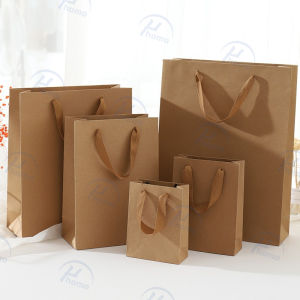 Gift Bag Ordinary Rope Handbag Gift Bag Bulk Birthday Wedding Party Gift Bag With Handle High -End Kraft Paper Bag