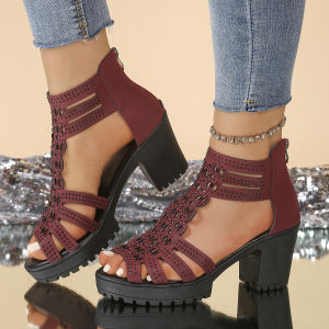 [Free Shipping] New Winter Collection: Versatile Open-Toe Hollow-Out Chunky-Heel Fashion Sandals For Women