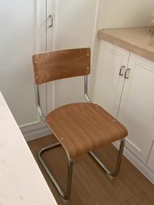 Designer Dining Chair: Modern Simple R & Curved Wooden Back Chair