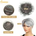 QUEENTAS Short Hair Topper for Women with Thinning Hair Daily Wear 360 ° 3D Cover Up 6.5"*6" Fluffy Hair Pieces with Bangs(Grey to Silver). 