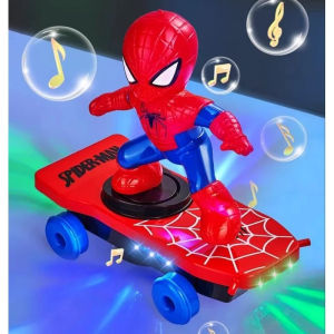 Smile - Mainan Anak Spiderman Skateboard Stunt Scooter Berjalan Berputar 360 Derajat Ada Lampu Musik