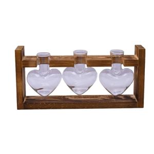 538TD Creative Hydroponic Plant Vase Wooden Frame Bonsai Decor Bonsai Flower Pot Vintage Tabletop Tray Flower Arrangement Container Home Decor