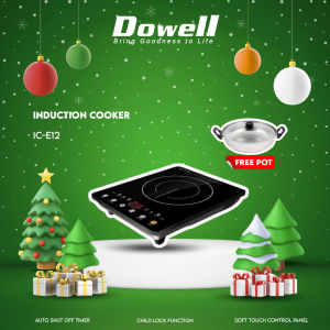 Dowell 6-Function Induction Cooker 1500W | Touch Control | 8 Power & Temperature Levels | Child Lock | FREE Stainless Pot | IC-E12