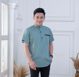 Baju Koko Dewasa Pria Kurta Qurta Rafata Laki Muslim Murah Lengan Pendek Bahan Katun Toyobo Terbaru