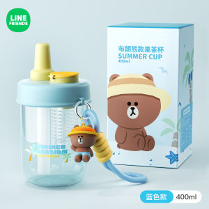 100% Authentic Line Friends Sippy Cup Water Bottles Titanium Material Food Grade 400ML Large Capacity Kettle Portable LFB71