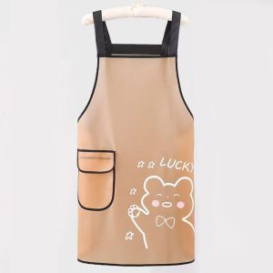 NAELIN Trong suốt Tạp dề TPU chống nước Nhẹ Không tay Tạp dề bếp Phim hoạt hình Chống bụi bẩn Tạp dề vệ sinh Sử dụng trong bếp