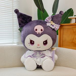 JOJO CASTLE Sanrio Kawaii Purple  Kuromi Plush Toy Pillow Anime 25/35/45/60cm Cartoon Soft Purple Kuromi with Heart  Stuffed Dolls Lolita Dress Kuromi Doll Creative Surprise Room Decoration Gift 库洛米玩偶