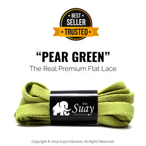 SUAY Tali Sepatu Gepeng Pipih Warna Hijau Kukus Panjang 110cm 8mm - Pear Green FLAT Shoelaces