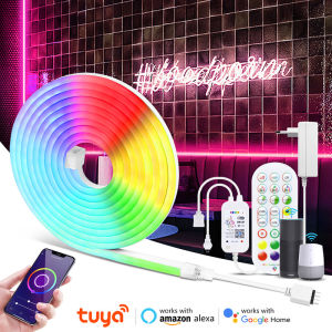 Tuya Smart Life LED Strip Light 12V RGB Wifi Neon LED Tape Room Decor Festoon Neon Light Rope Work with Alexa