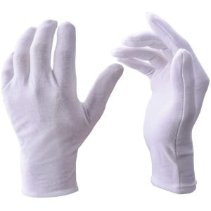 PHYHOO Ultra Thin Breathable Jewelry Cotton Mittens Jewelry Shop Jade Anti-skid Mittens White Cotton Gloves for Jewelry Protection