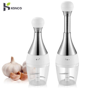 Konco Stainless Steel Garlic Chopper Manual Grater Hand Pressed Ginger Onion Mincer Vegetable Meat Cutter Garlic Presses