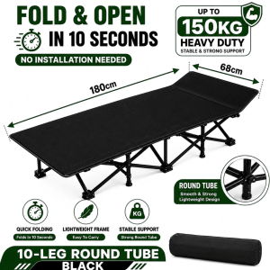 Folding Bed with Foam Outdoor Camping Bed Office Sleeping Bed Heavy Duty Single Nap Bed Relax Foldable Portable