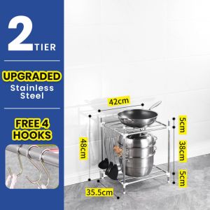 F&F: Cala Kitchen rack stainless steel/dish rack/pan rack/pot rack/rak dapur/rak barang dapur