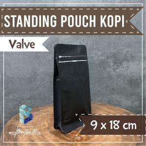 Kemasan Kopi 100gr black - Standing pouch flat bottom zipper and valve