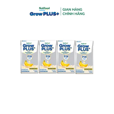 Combo 3 Thùng 24 hộp Sữa bột pha sẵn Nutifood Sweden GrowPLUS+ Vị Chuối Sữa hộp 110ml - Hỗ trợ phát triển chiều cao