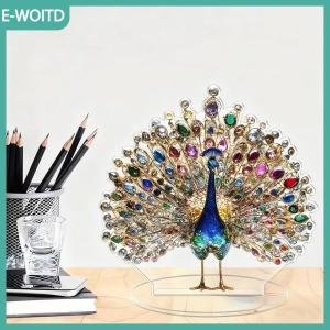 【E-WOITD】 1Pcs 2D Phẳng Acrylic Bức Tượng Sang Trọng Pha Lê Con Công Trang Trí Bàn Trang Trí Cho Phòng Ngủ Phòng Khách Văn Phòng