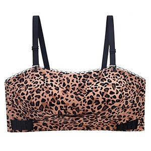 『Brelira』Strapless Bra Set Wireless Leopard Push Up Bra Non-Slip Seamless Anti Sagging Lingerie Breathable Support Underwear