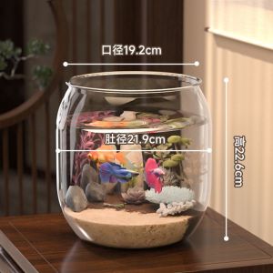 Fish Bowl Plastic Aquarium Bowl Portable Transparent Round Fish Tank Desktop Table Fish Tank