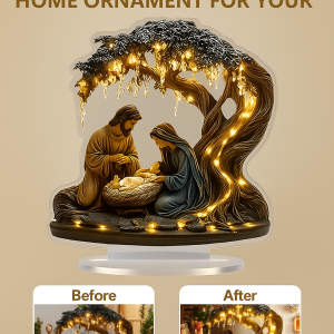 Nativity Scene Centerpiece 2D Flat Acrylic Christmas Tabletop Decoration Religious Gift Home Ornament