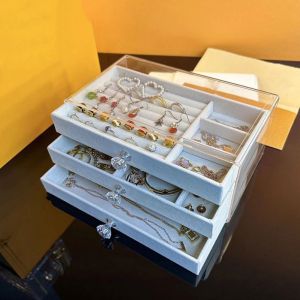 BINOCUL Transparent Jewelry Storage Box 3-Tier Dust-proof Three Drawer Jewelry Box Necklace Organizer Plastic Flannel Jewelry Box Home