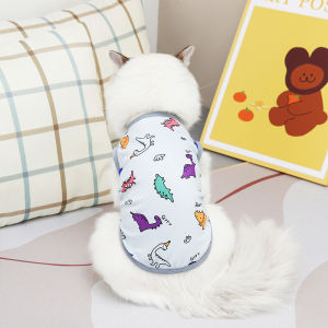 DY Loving Dog Clothes Causal Style Dinosaur Pattern Vest Summer Breathable Cotton Shirt for Dog Cat ShihTzu within 8kg