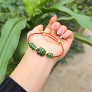 Q89 Vòng cáp ngũ điếu cỏ 4 lá Ngọc Bích ko kén mệnh - Phong Thuỷ TUDO P
