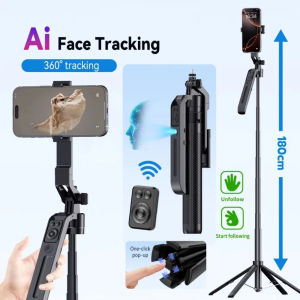 NOONOR 1.8M Bluetooth Selfie Stick Auto Face Tracking Aluminum Alloy Handphone Stabilizer  360° Rotation Camera Stand Phone