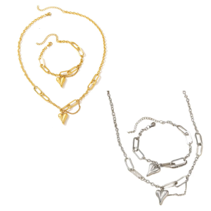 Beautiful Neck Necklace Party Chain Set Stainless Steel Texture Suitable for Gifting and Celebrations